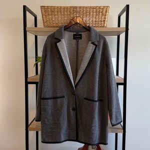 Lucky Brand Wool Blend Grey Cardigan Sweater Blazer w/ Pockets, XL